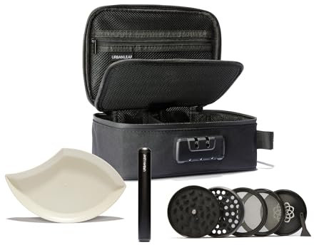 URBAN LEAF Odour-proof bag with combination lock and activated carbon lining, travel and storage case for accessories in case, black, Enthusiast