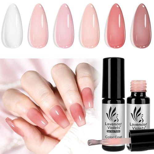 Lavender Violets UV-Gel-Nagellack Set 36+6 Pcs mit Base und Matte/Glänzende Top Coat,Glow in the dark Dimond Semi-permanenter Shellac Varnish Nägel Maniküre C950
