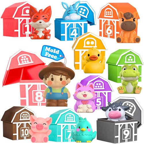 Oriate Montessori Spielzeug ab 1 2 3 Jahr, Motorikspielzeug Bauernhof Spiele Lernspielzeug Lehrerbedarf Fingerpuppen, Kinder Vorschule Farben Sortier Stapelspielzeug für 1 2 3 4 5 Jahre alt Kinder