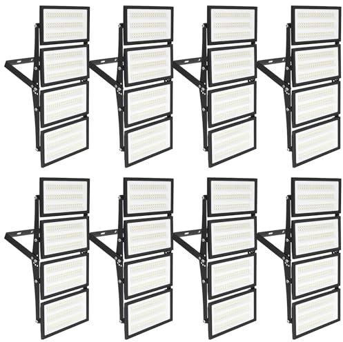 Viugreum 8 Packs 400W Projecteur LED Exterieur, Blanc Froid 6500K 40000LM, IP66 Étanche Eclairage Exterieur, Extérieur De Projecteur Idéal Pour Garage Atelier Parkings Gym