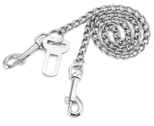 QWORK Ceinture de sécurité pour chien, en acier inoxydable 304, 80 cm