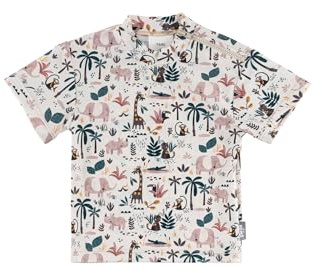 Sterntaler Badeshirt Kurzarm Safari – UV-Schutz 50+ Schwimmshirt mit Reißverschluss in der Schulternaht – Jungen UV Shirt – Kinder Bademode für Schwimmbad und Strand, Ecru, Größe 92