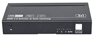 Vivolink HDMI switcher 3x1 4K@60Hz with CEC and IR ., VLSW131