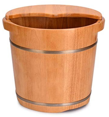 GSKDBCC Fußbadeeimer aus Holz, Fußbadewanne, Fuß-Spa-Eimer mit Deckel, Fußbadefass aus massivem Eichenholz, Fußwaschbecken für Fußbad (Größe: B) (B) Super einfach zu verwendende Dekoration, schnelle