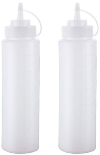 Acan Tradineur - Lot de 2 bouteilles en plastique rechargeables pour servir des sauces, distributeur d'assaisonnement réutilisable, ketchup, moutarde, huile, fabriqué en Espagne - 1 litre