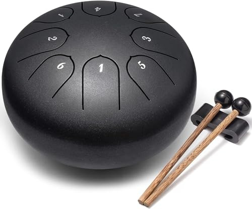 Rain Drum Outdoor Garden Lavida 6 Inch 8 Tone Chakra Regentrommel Steel Tongue (6 Inch 8 Notes,Schwarz)