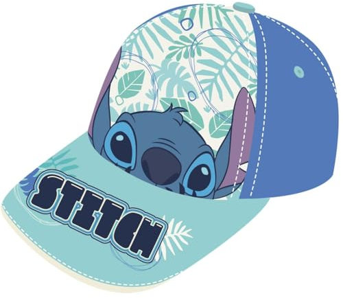 Disney Stitch und Angel Baseballkappe für Mädchen, Stitch und Engel Design Sommermütze für Mädchen, Geschenk für Kinder (DE/NL/SE/PL, Numerisch, 53, Blau)