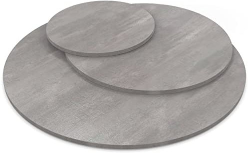 AUPROTEC Tischplatte 28mm rund Ø 1200 mm Beton Perlgrau Holzplatte melaminharzbeschichtet Spanplatte mit Umleimer ABS Kante Auswahl: 120 cm