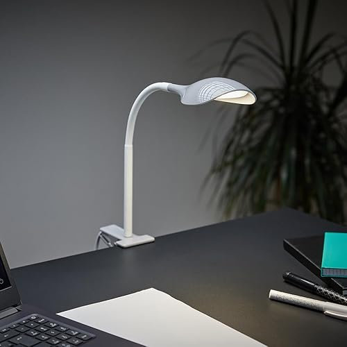 LED Klemmleuchte T161-2 mit Flexiblem Kopf & Modernem Design, Energiesparend, Grau/Weiß, 350 Lumen, Warmweiß