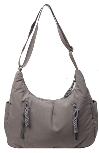 ARVALOLET Borsa a tracolla da donna Crescent, borsa a tracolla leggera, grande capacità, borsa a tracolla mezzaluna, grigio.