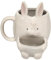 Divas World Fabulous Ceramic Cartoon Shape Mug with Cookie Holder Fun Green Design with Biscuit Compartment Hot & Cold Beverage Cup (Bunny Mug with Holder)