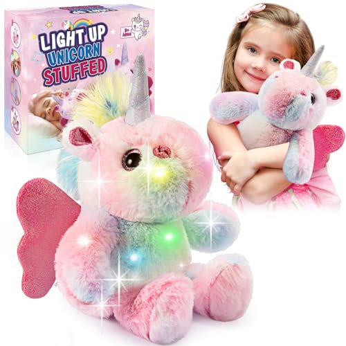 Hapikids Plush Einhorn Geschenke für Mädchen 3 4 5 6 Jahre, Einhorn Spielzeug ab 3-8 Jahren Mädchen Geburtstag Weihnachten Geschenke 3-8 Jahre Einhorn Kissen Spielzeug 3 4 5 6 Jahre Kinder