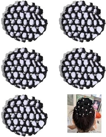 TSUOUKL 5 Stück,Net for Hair,Haarnetze Frisuren,Haarnetz Hair Net,Haarnetze,Dutt Netz Haarnetz,Ballet Bun Net,Kristall Haarnetz,Ballet Hair Net,Dutt Ballett Mädchen,Dutt Glitzer,Duttnetze