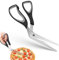 TNOMSNO Pizza Scissors, Pizza Scissors Pizza Cutter Stainless Steel Pizza Cutter, 27CM Multifunctional Kitchen Scissors for Cutting Pizza, Pasta and Cakes (Black)