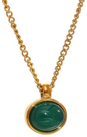 SKJUBLPG Halskette Ketten Schmuck Herren Frauen Anhänger Necklace Halskette Für Damen 901Greenagate