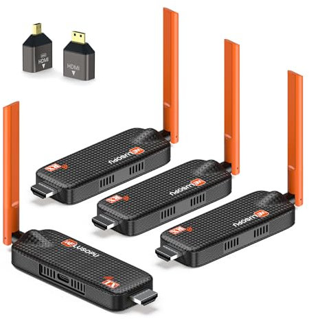 2025 HDMI Wireless Transmitter and 3 Receivers, bis zu 6 TV, 4K Decoding 5G/1080P Funk HDMI Extender Streaming Video für Laptop, Kamera zu TV, Beamer, 98FT/30M