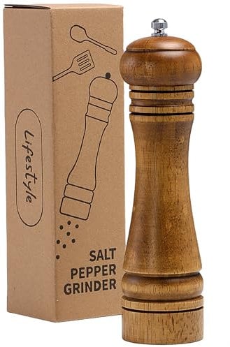 Pfeffermühle aus Holz – 8 Zoll Gewürzmühle mit verstellbarem Keramik-Mahlwerk, Salz- und Pfeffermühlen Set, nachfüllbar, für Küche & Tisch, stilvolles Geschenk (1 PCS)
