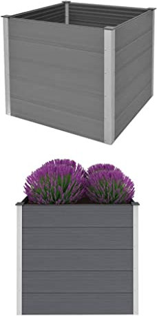 ChicAbode Garten-Hochbeet WPC 100x100x91cm Blumentopf Pflanzgefäß Blumenkasten Grau