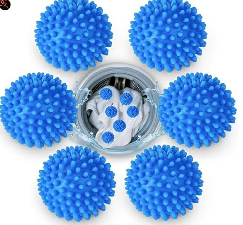 6 Pcs Tumble Dryer Balls for Laundry Balls for Washing Machine Ball, Reusable Soft Rapid Drying Ball for Tumble Dryer, Fluffy Clothing, Wrinkles and Less Static Cling(Dark Blue, 6.5cm)