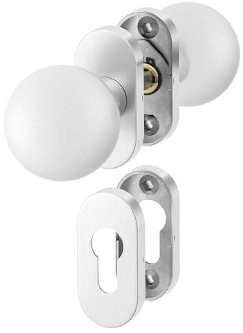 ERGO line Premium Drehknauf-Set für Türen, Kugelknäufe mit Oval-Rosette, PZ-Rosette, Profiltür-Knopf, Edelstahl Türknöpfe, Knopfdrücker, Türknauf, Rahmentürknopfe, TOP Qualität