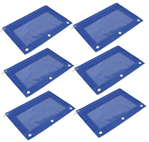jojofuny 6 Stück Taschenbeutel Klassenzimmer Schule Büro Schreibwaren Stifttaschen Schultasche Schulbedarfstasche Etui Federmäppchen Oxford Blau