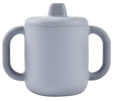 Béaba Baby Training Cup, Toddler - Bottle & Cup Function, 100% Silicone, Wide Handles for Easy Grip, Ergonomic Design, Soft Spout - Pebble