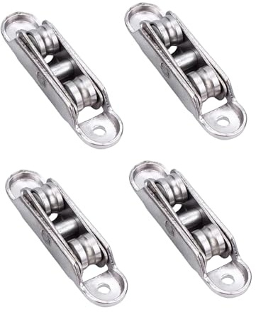 Hozaenwa Roulette Pour Porte Coulissante,Lot de 4 Galets à Roulements Silencieux en de Zinc | Inclinaison Réglable Zinc Double Roue Silencieux Séjour Chambre Cuisine Terrasse