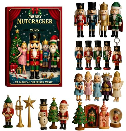 Nutcracker advent calendarss 2025,24 Days Merry Nutcracker Pendant Christmas Countdown Calendar,Acrylic 2dNutcracker Ornaments Figures Christmas Tree Decorations