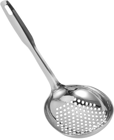 Uonlytech 304 Stainless Steel Slotted Skimmer Spoon Strainer Kitchen Utensil for Fried Food and Pasta, Wide Colander Spoon for Oil Drainage and Poached Eggs