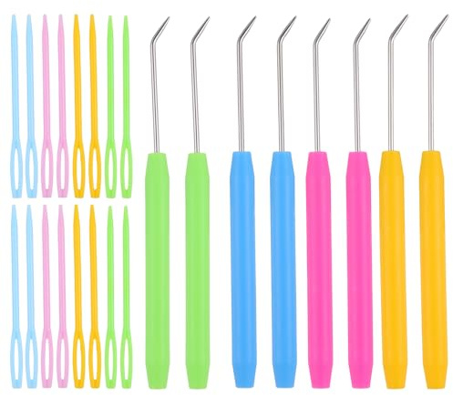 TIESOME 24 Stück Nadel Für Strickliese Set, Knitting Loom Häkel Nadel Strickhaken Set mit Stricknadeln Großen Augen Nähnadeln Häkelnadel Loom Knitting Hook für Strick Handwerk