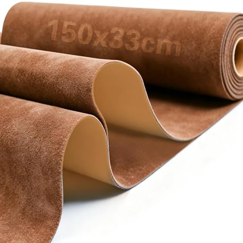 Ezitruz Weiches Wildleder Kunstleder, 150x33 cm Kunstleder Wildlederimitat Braun Meterware für DIY-Projekte, Nähen, Basteln, Geldbörsen, Handtaschen, Ohrringen, Schlüsselanhängern, Polsterung