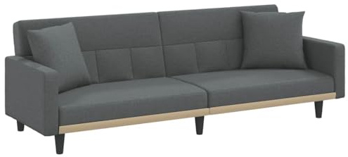 HETFTJN Schlafsofa Dunkelgrau 220x89x70 cm Klappfunktion kleine Couch mit Kissen Robustes Stoff Gestell aus Sperrholz Modernes Design & Langlebigkeit für Wohnzimmer Gästezimmer Büro Loft
