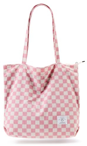 KALIDI cord Tasche Damen Umhängetasche mit Reißverschluss,Groß Shopper Tasche Tote Bag Handtasche Schultertaschen für Arbeit Büro Reisen Einkaufen Schule und Alltag