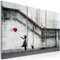 B&D XXL Acrylglasbild Banksy 120x80 cm 3 Teilig Wandbild auf Acryl Glasbilder Kunstdruck Moderne Acrylglas Platte Wanddekoration Geschenke Heimdekoration Glasbild Street Art Girl with Ballon Grafitti