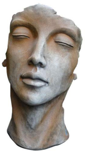 Skulptur Portrait Gesicht Frau H50cm Rosteffekt Steinguss Steinfigur Vidroflor Gartenskulptur + Original Pflegeanleitung von Steinfigurenwelt Giessen