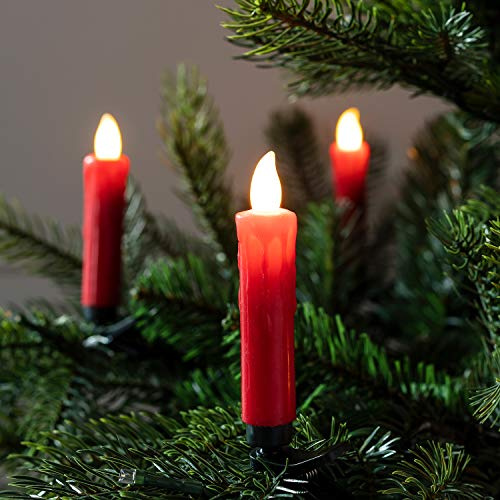 Lights4fun, Inc. Confezione da 20 rosso cera a batteria telecomando LED candele di Natale con albero clip