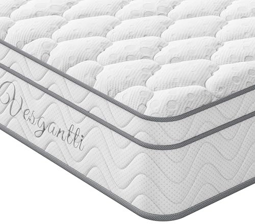 Vesgantti Super King Mattress, 10.3 Inch Hybrid Mattress 6FT with Breathable Foam and Individually Pocket Spring - Medium Firm, Classic Box Top Collection(180x200x26cm)