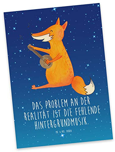 Mr. & Mrs. Panda Karte, Grußkarte, Postkarte Sternzeichen Wassermann Classic - Farbe Sternenhimmel Blau