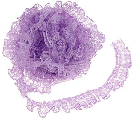 Spitzenband 2.2 cm, Elastic Lace Trim, Vintage Spitze-Borten Deko, Rüschenband Elastisch, Rüschen Spitzenborte für Hochzeit Applikationen Nähen Handwerk Geschenkbox Scrapbooking, Lila