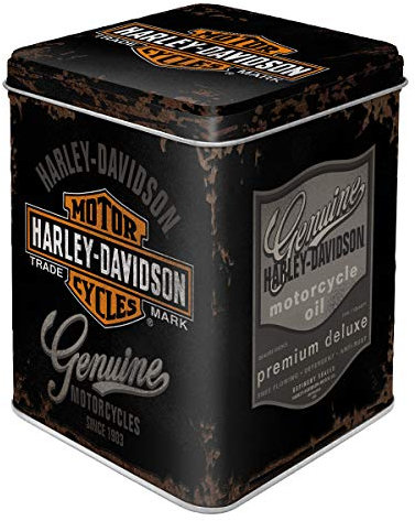 Nostalgic-Art Retro Teedose, 100 g, Harley-Davidson – Genuine Logo – Geschenk-Idee für Biker, Aufbewahrung für losen Tee und Teebeutel, Vintage Design