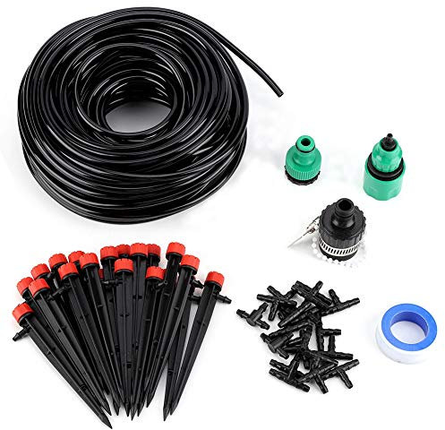 25m Garten Bewässerungssystem, Garten Bewässerung Kit Bewässerungssets Tropfchenbewässerung Gartenbewässerung DIY Automatisches Rohr und Düsen für Landschaft Flower Bed Terrasse Pflanzen