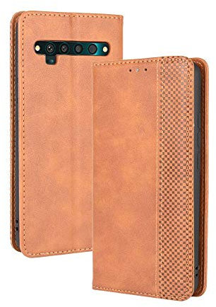 Manyip Hülle für TCL 10 Pro,Leder Handyhülle TCL 10 Pro,Retro magnetischer Telefonkasten [Kartenfächern] [Magnetverschluss] Leder Fall für TCL 10 Pro