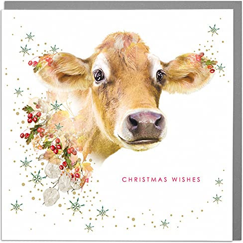 Lola Design - Wildlife Wonderful Weihnachtskarten - Blanko-Karten und Umschläge - Jersey Kuh
