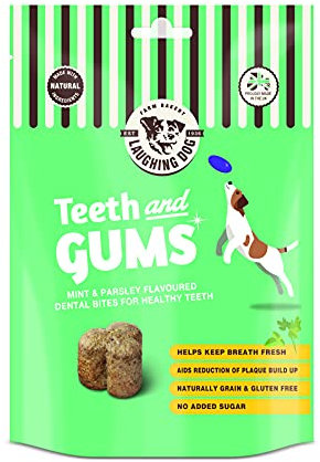 Laughing Dog - Teeth and Gum Dental Dog Treats, Mint and Parsley Flavoured Dental Bites for Healthy Teeth, Naturally Grain Free, Made with Natural Ingredients, No Added Artificial Colours, 125g,