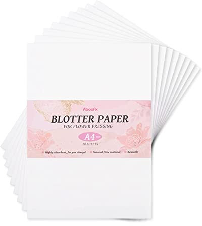 Aboofx 20 Sheets Blotting Paper for Flower Press, Large A4 Highly Absorbent and Reusable Blotter Paper for Flower Press Herbarium Paper Craft 8.26 x 11.8 inch Blotter Paper Sheets