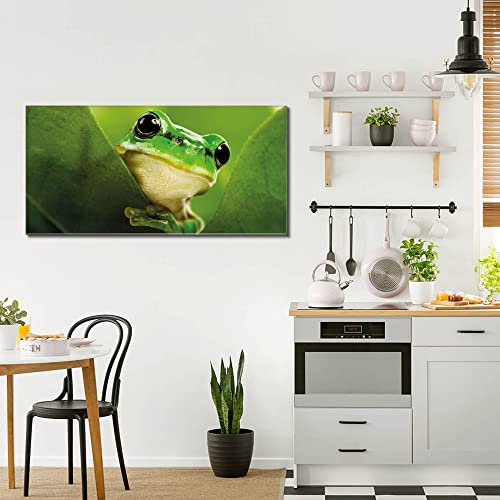 banjado® Glas Bild 110x55cm mit Motiv Frosch als Wandbild für Wohnzimmer/Küche/Büro - Wohnzimmer Bild aus ESG Sicherheitsglas kratzfest mit geschliffenen Kanten - Glasbild groß als Wand Bild