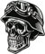 Urbanski Patch Totenkopf Skull Biker mit Helm Motorrad Motorcycle zum Aufbügeln 9,5 x 7,5 cm | Aufnäher Applikation Bügelbild