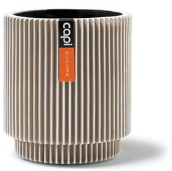 Capi Europe - Gefäß Zylinder Groove Anthracite & Ivory - 15x17 - Elfenbein - Öffnung Ø13 - Blumentopf für drinnen - BGVI313