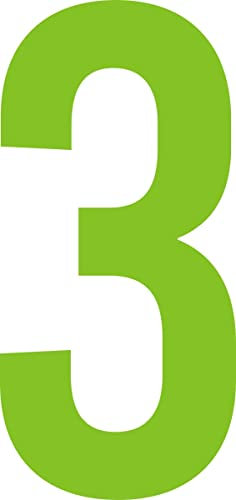 ShirtInStyle Zahlen selbsklebende Aufkleber, von 2-50cm Höhe, Mülltone, Haustür, Basteln, Boote, Nummern, Kennzeichen, Türen, Hausnummer, Bootsnummer, Zahl 3-20cm, Farbe gelbgrün