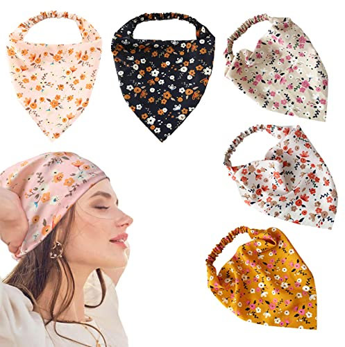 Stirnbänder 5 Stück Dreieck Kopftücher Turban Haarbänder Elastische Kopfzubehör Damen Stirnband Weiche Stirnbänder Kopfband Haarband Kopf Wickeln Niedlich Haarschmuck Für Alltag Yoga Sport Fitness